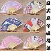 女式折扇日式和风扇摆件樱花富士山绢布扇子日本餐厅酒店用品摆件