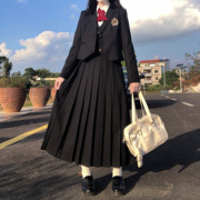 原创正统黑色jk西装短款外套护奶裙，长袖套装长裙80厘米秋冬套装