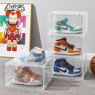 aurga透明侧开鞋盒球鞋，展示亚克力磁吸收纳盒子，塑料鞋柜网红鞋墙