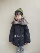 日本Bro女童超好看大毛领中长款棉衣外套