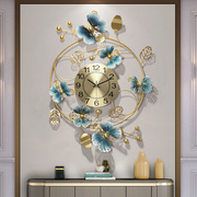 新中式家用时尚创意时钟客厅轻奢艺术挂钟餐厅钟表蝴蝶兰装饰挂表