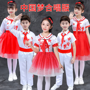 中国梦十一国庆班级合唱服儿童舞蹈演出服，朗诵蓬蓬纱裙喜庆表演服