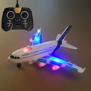 电动遥控a380客机飞机，地上跑的灯光，音效航空模型男孩玩具