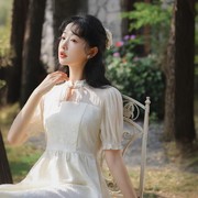 裙子女夏季新中式国风改良旗袍年轻款少女连衣裙小个子气质雪纺裙