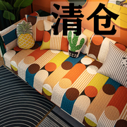 简约现代复古沙发垫子，四季通用全棉布艺坐垫真皮，防滑全包罩巾盖套