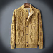 男士加厚羊羔绒毛衣外套，秋冬季立领，宽松夹克加绒针织开衫