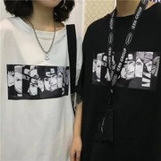 牛奶丝跨境女装2023夏短袖(夏短袖，)t恤女韩版原宿风学生上装