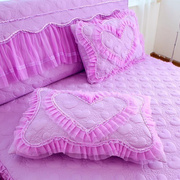 韩版加厚夹棉蕾丝花边时尚公主纯色枕套一对装枕头套
