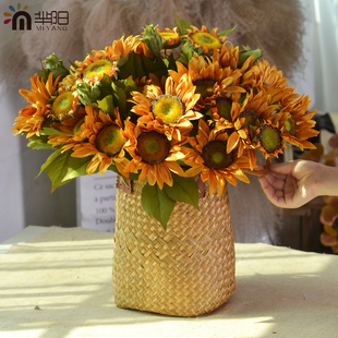 仿真花向日葵花束假花绢花，欧式油画色装饰花，客厅摆放花卉