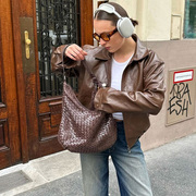 编织单肩包欧美时尚大容量，购物袋法式小众高级感简约托特包大包包