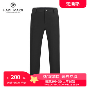 hartmarx哈特男士弹力宽松休闲长裤休闲裤黑色，一粒扣通勤男裤
