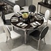 喜美嘉餐桌椅组合小户型，t伸缩不锈钢餐桌现代简约钢化玻璃饭桌
