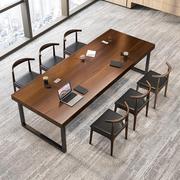 现代简约实木办公桌办公室职员工位桌椅组合多人长条电脑会议桌