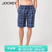 Jockey睡裤男短裤夏季纯棉家居裤系带男士中裤五分裤可外穿裤子
