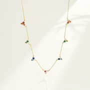 西班牙欧美轻奢网红锁骨颈链纯银18k宝石简约小众高级设计感