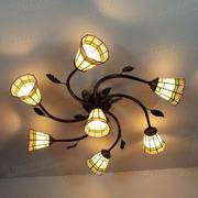 欧式铁艺玻璃灯 可分段多头吸顶灯 客厅卧室灯 欧陆英伦艺术顶灯