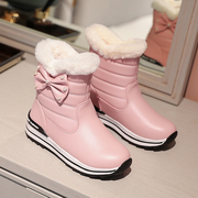 女童靴子2023冬季儿童雪地靴，防水女孩加厚棉鞋中大童公主短靴
