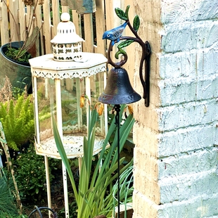 铸铁手工彩绘小鸟手摇铃铛铃，门铃别墅庭院，装饰复古花园杂货欧式