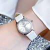 香港古欧GUOU石英表水钻带日历小表盘手表灰色系真皮带价手表