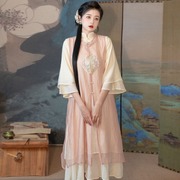 年轻款时尚复古改良汉服女汉元素刺绣旗袍裙，新中式国风连衣裙套装