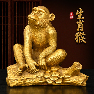 纯铜猴桌面摆件 猴子风水家具工艺品装饰品摆设 十二生肖猴吉祥物