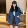 高级感蓝色小个子西装外套，女2023春秋装，韩版宽松休闲炸街西服