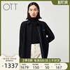 OTT衬衫女2021年洋气时尚加绒黑色叠穿绣花羊绒上衣薄呢衬衫