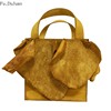 fu.dujuan中国原创品牌环保手提包，原创斜跨黄色，牛皮手工包