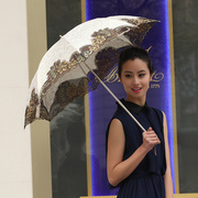 夏季太阳伞女防晒防紫外线遮阳晴雨伞两用复古二折叠蕾丝刺绣洋伞