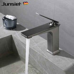 德国junsier卫生间全铜面盆水龙头冷热洗脸盆洗手台盆浴室柜灰