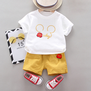 婴儿衣服夏季薄款纯棉卡通短袖套装八9十11个月男女宝宝夏装1-3岁