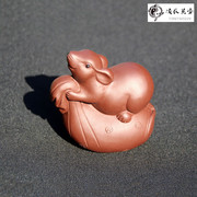 宜兴紫砂雕塑摆件茶宠茶玩代代数钱金币生肖，鼠年钱袋小老鼠鼠来宝