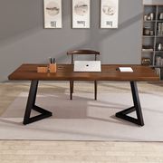 定制实木铁艺美式工业风书房写字台书桌简约现代大板台式电脑桌工
