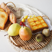 家用装饰水果盘托盘摆件仿真面包，假水果点心日式面包，篮创意摆设