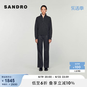 SANDROOutlet春秋女装简约优雅套头高领深灰色针织毛衣SFPPU02066