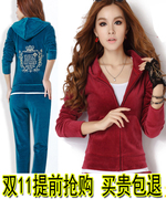 韩版女装休闲时尚，运动服显瘦天鹅绒运动套装女秋冬卫衣两件套