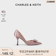 CHARLES&KEITH女鞋SL1-60360231女士蝴蝶结尖头高跟奥赛鞋婚鞋