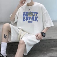 韩版男生穿搭一整套夏装青少年t恤短袖短裤搭配帅气运动套装