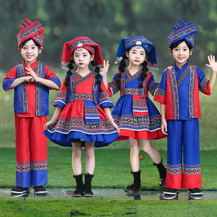 儿童三月三广西壮族服装少数民族表演服男女童舞蹈服苗族演出服饰