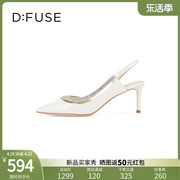 dfuse2024春夏银色凉鞋钻链宴会，气质时尚高跟单鞋df41114063