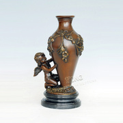 铜雕小天使花瓶ep562563欧式人物，工艺品酒店客厅，书房家居桌面摆件