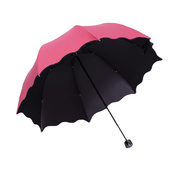 晴雨两用遇水开花防晒遮阳伞男女黑胶防紫外线太阳伞三折叠伞