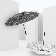 报纸全自动晴雨伞两用折叠大号个性创意男加大加固自开收超大雨伞