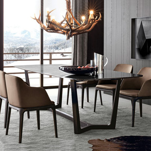北欧大理石餐桌家具约白蜡木时尚餐桌实木方形6人餐桌椅桌