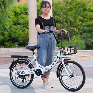 潮鸽折叠自行车成人女超轻便携202224寸淑女可载人男女大学生车