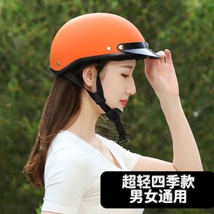 国标3c认证复古电动电瓶车单车，男女半盔头灰四季轻便式安全帽头盔