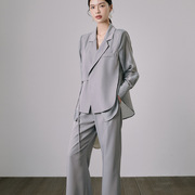 2023秋气质优雅两件套女装，纯色职场西装套装西装，外套黑色灰色咖色