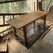 老榆木茶桌实木吧台新中式复古茶台原木餐桌椅组合风化民俗老门板