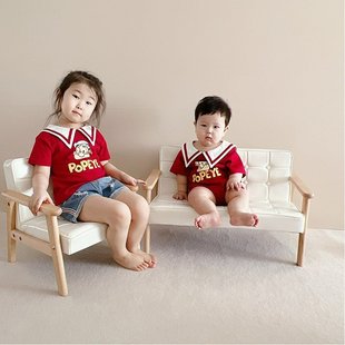 儿童小沙发实木幼儿园宝宝凳子培训班早教座椅阅读角拍照摄影道具