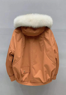 狐狸毛派克服女短款小个子韩版时尚，皮草外套可拆卸兔毛内胆冬